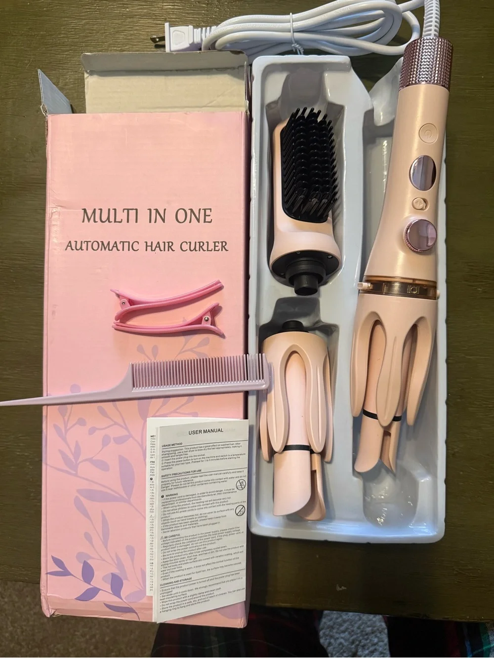 Women Pink Ionic Hair Curler Multi in une  Brush with Rose Gold Accent